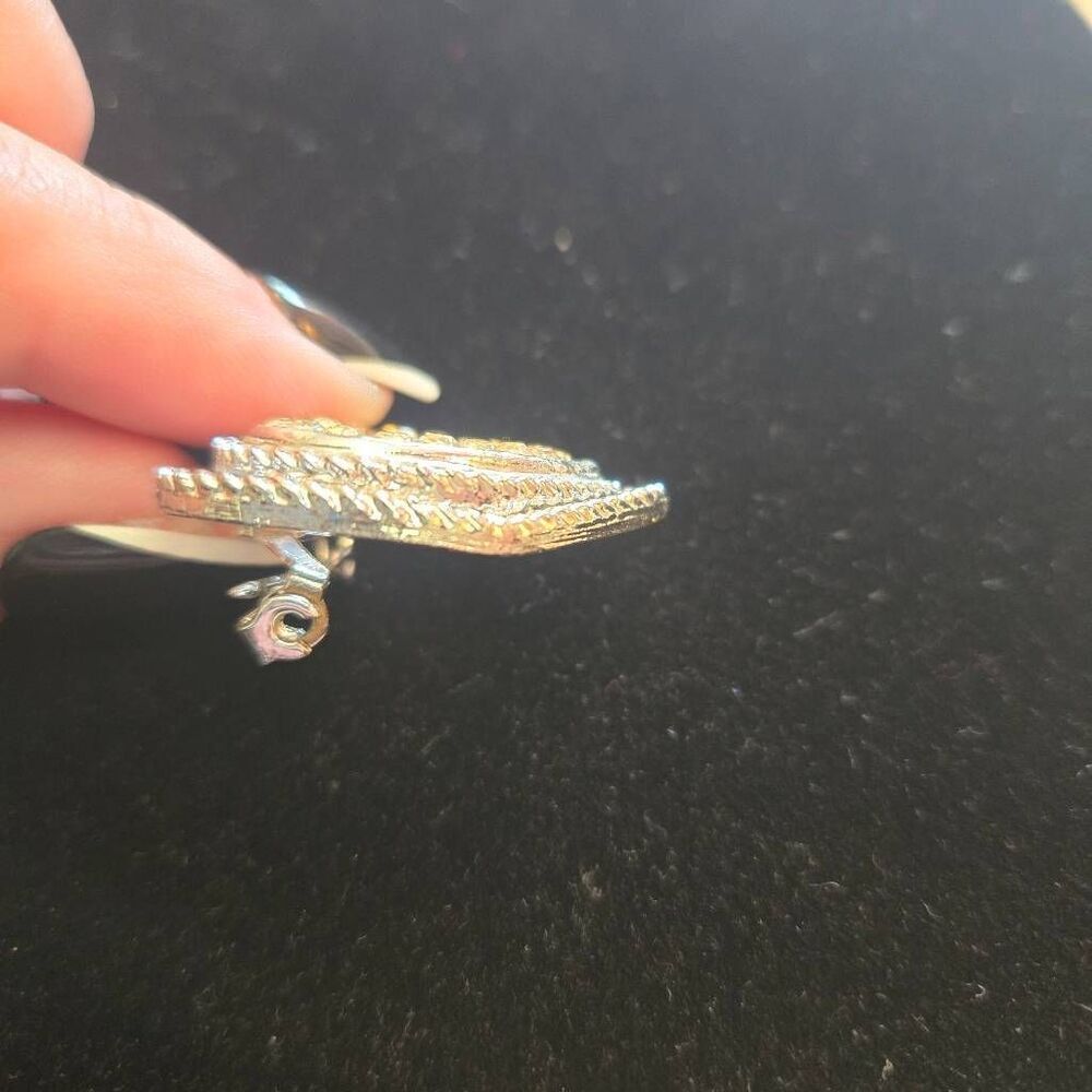 Vintage Heart Brooch Pin Silver Rhinestone - Picture 4 of 5